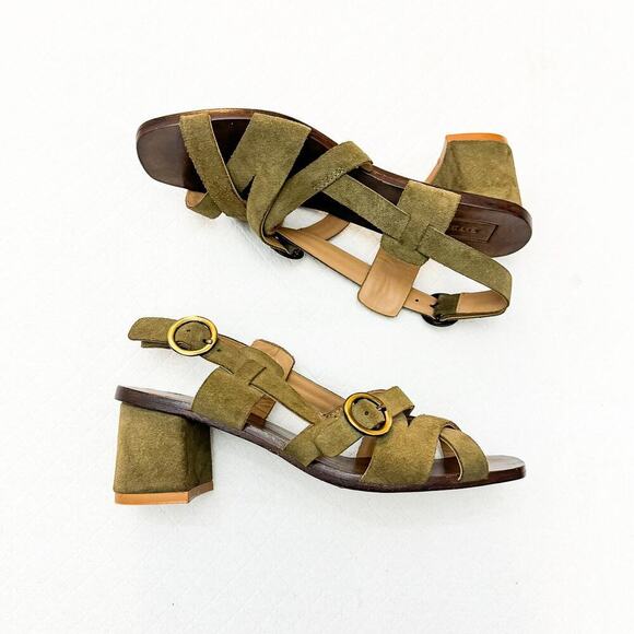 Either / OR Strappy Green Leather Suede Open Toe Sandals Moss Size 7 NWOB - Picture 2 of 6